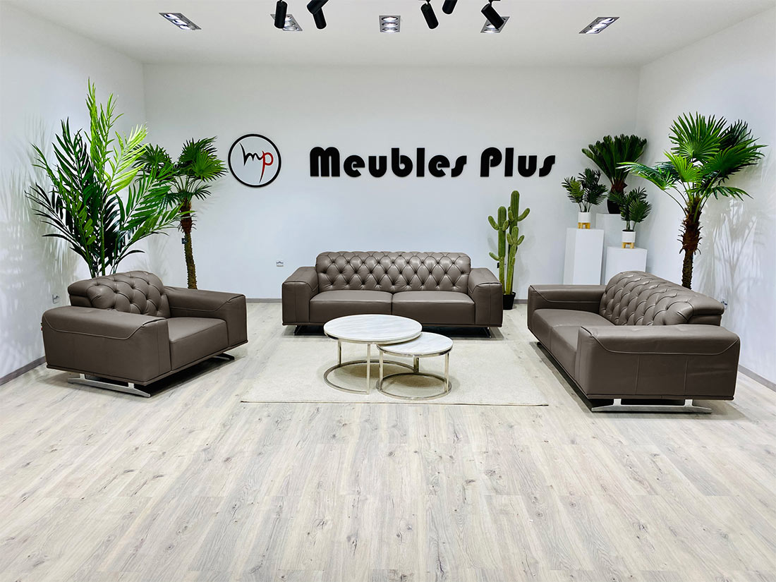 Salon L en véritable cuir Italien – MeublesPlus