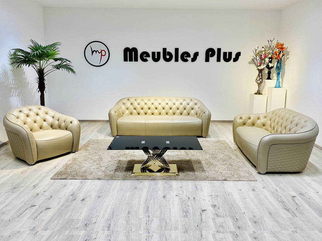 Salon L en véritable cuir Italien – MeublesPlus